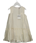 Il Gufo Cream Metallic Linen Ruffle Hem Dress 4 Years