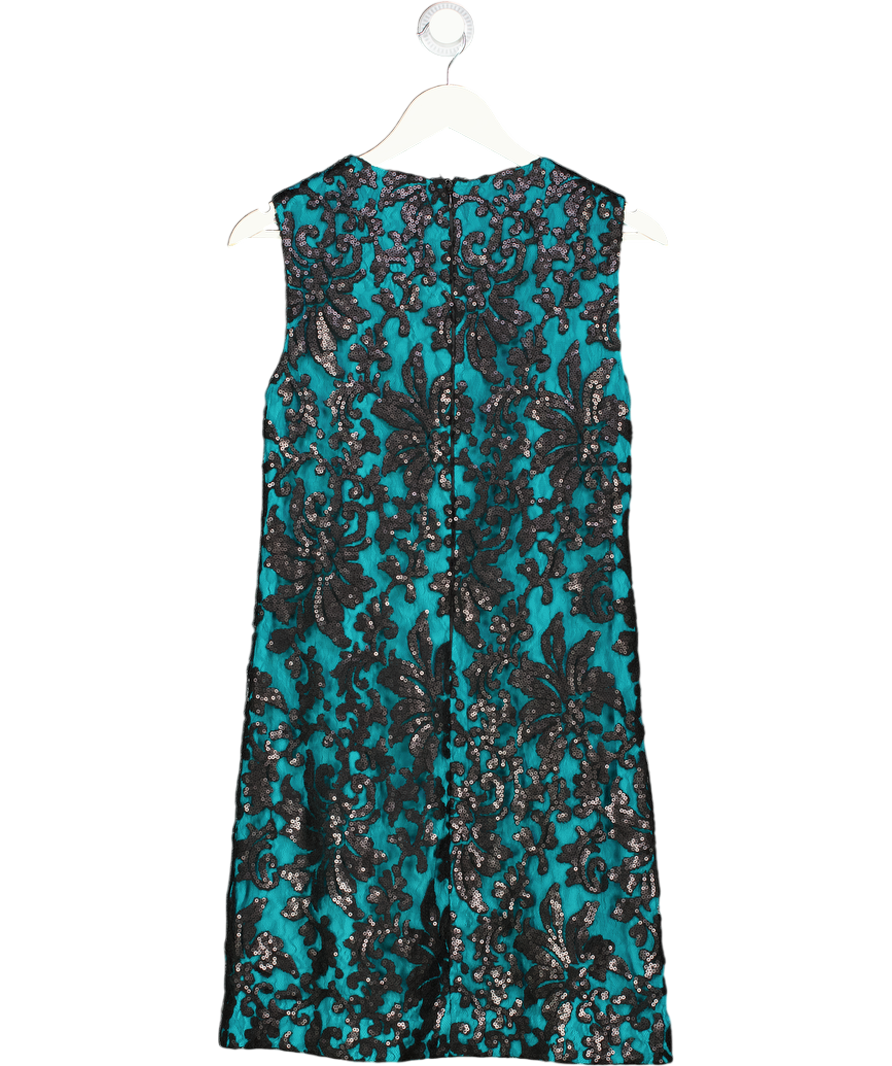Diane von Furstenberg Turquoise Dress With Black Lace Overlay Us4 UK 8
