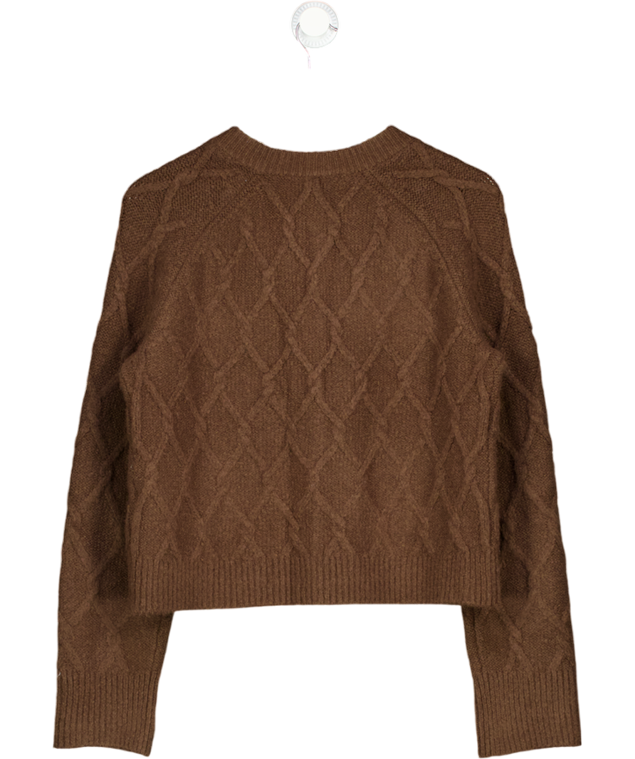 Abercrombie & Fitch Brown Cable-knit Crew Cardigan UK M