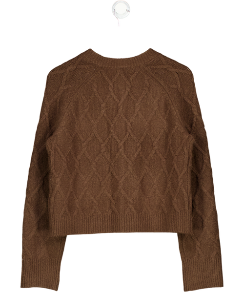 Abercrombie & Fitch Brown Cable-knit Crew Cardigan UK M