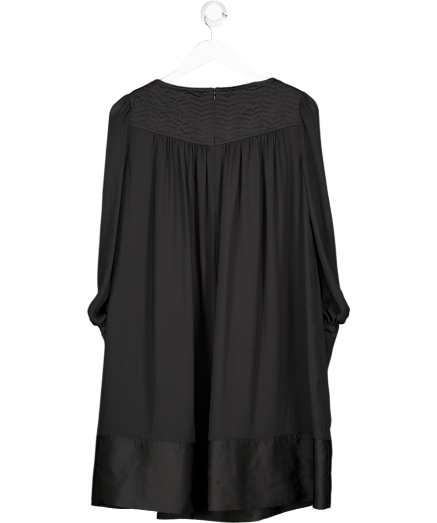 Karen Millen Black Long Sleeve Quilted Yoke Long Sleeve Mini Dress UK 8