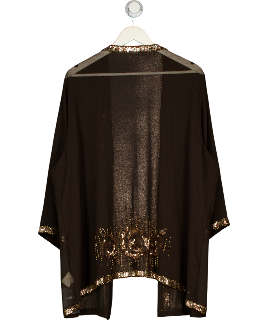 Brown & Gold Embellished Kimono Top UK 26