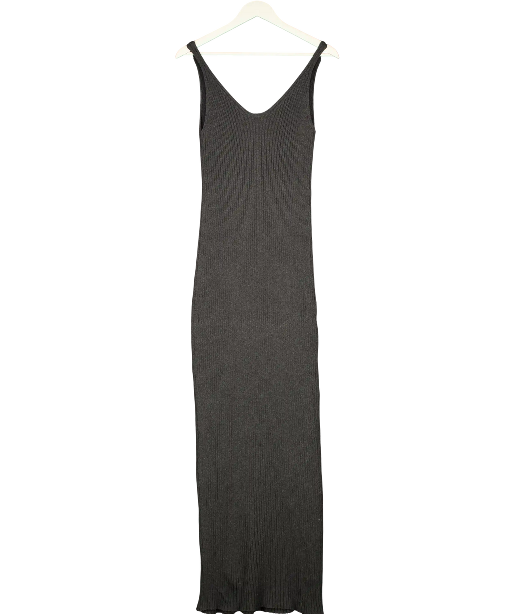 Nu-In Charcoal Grey Ribbed Knit Strappy Maxi Dress UK 8