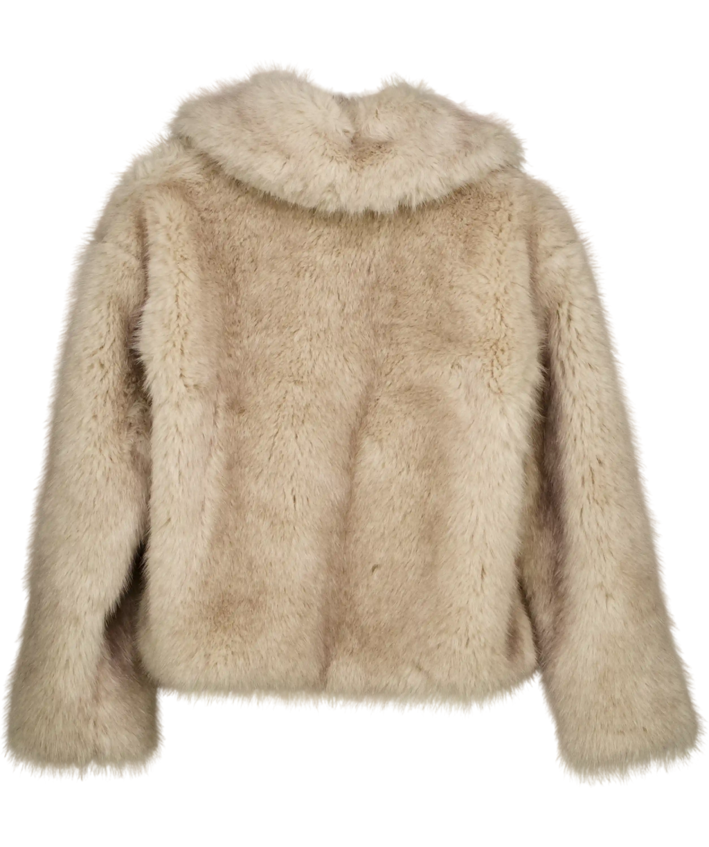 Friends like these Beige Neutral Grey Short Faux Fur Collar Zip Through Coat UK 10