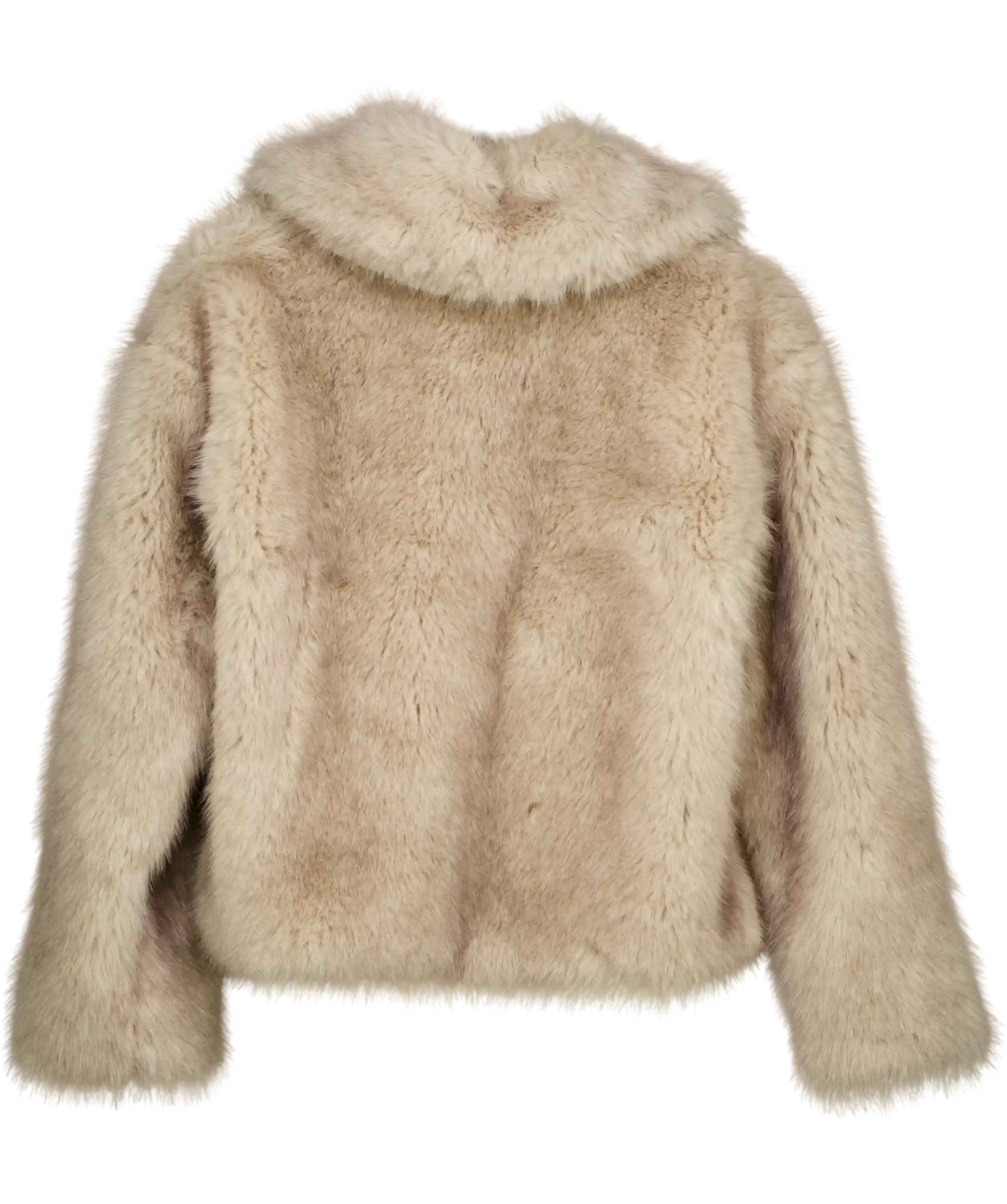 Friends like these Beige Neutral Grey Short Faux Fur Collar Zip Through Coat UK 10
