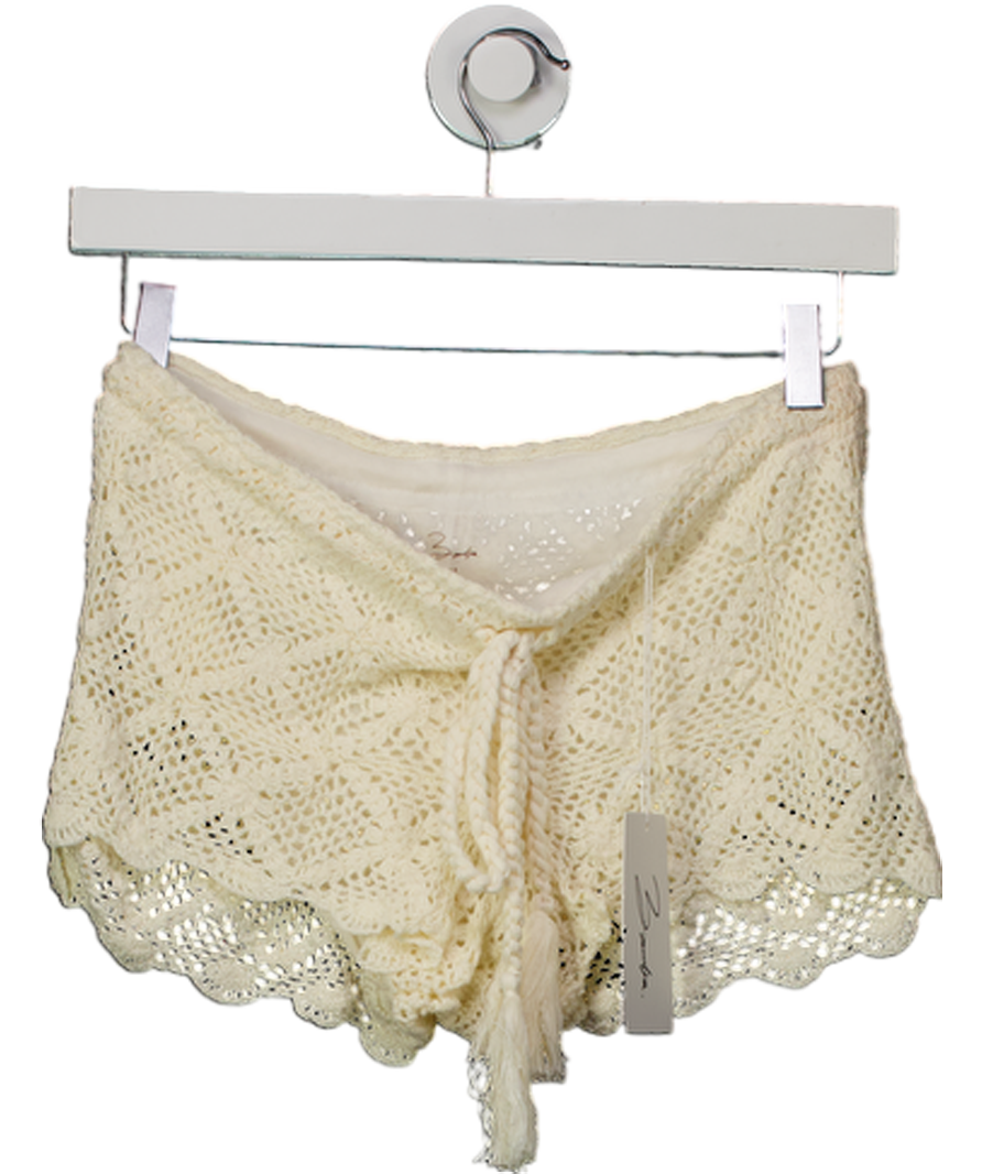 BAMBA SWIM Cream Crochet Knot Lagoon Shorts UK M/L