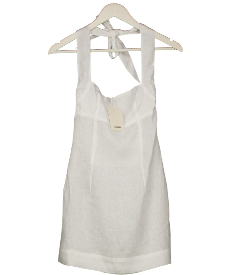 MONDAY SWIMWEAR Montserrat Mini Dress - White Linen Szp UK XS