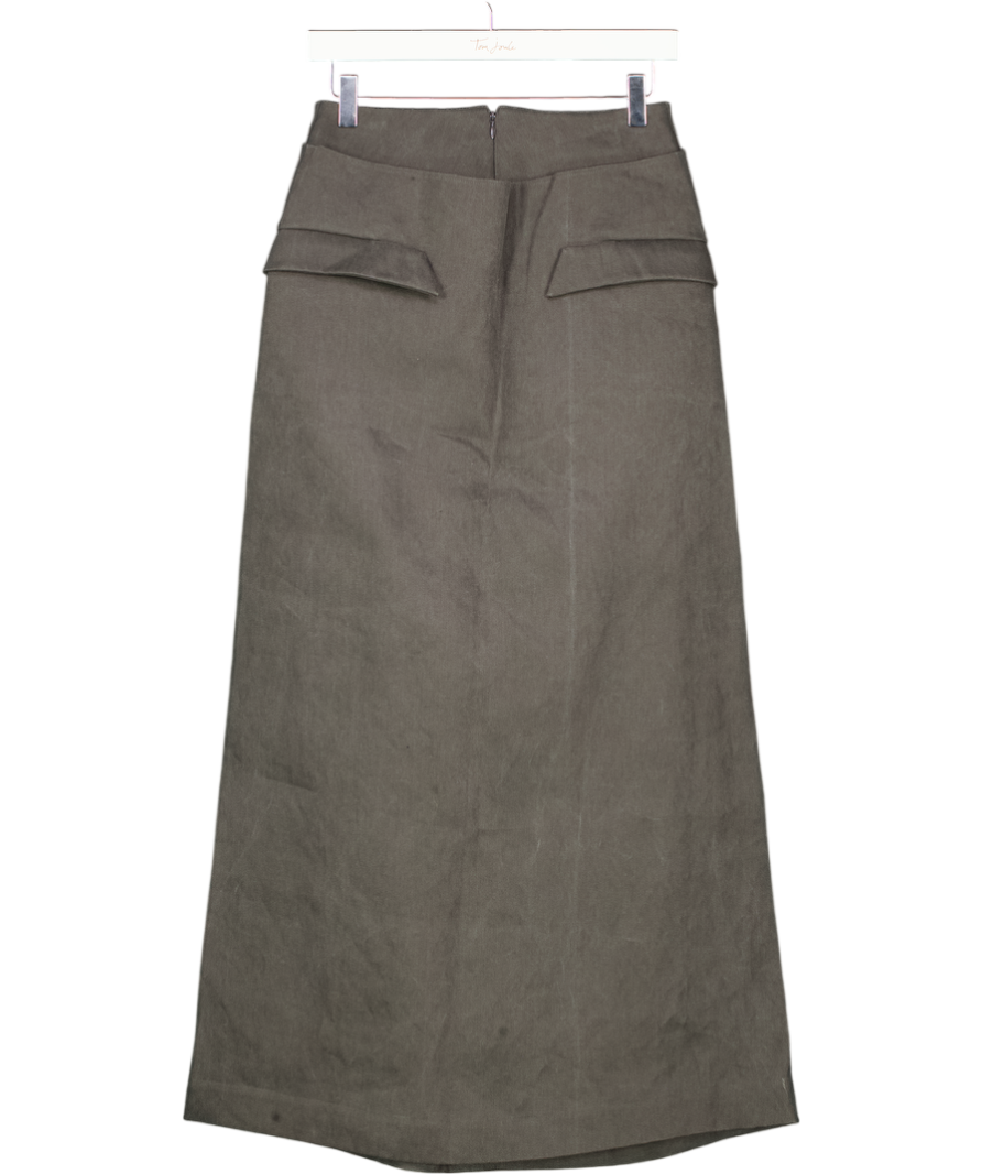 RUOHAN Grey Pocket Detail Midi Skirt UK S