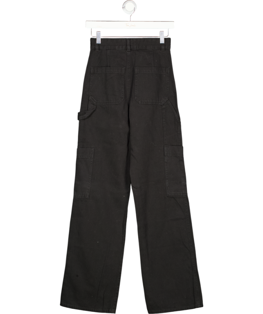 H&M Black Wash High Waist Straight Leg Cargo Jeans UK 4