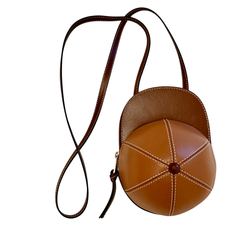 JW ANDERSON Tan Brown Leather Nano Cap Crossbody Bag