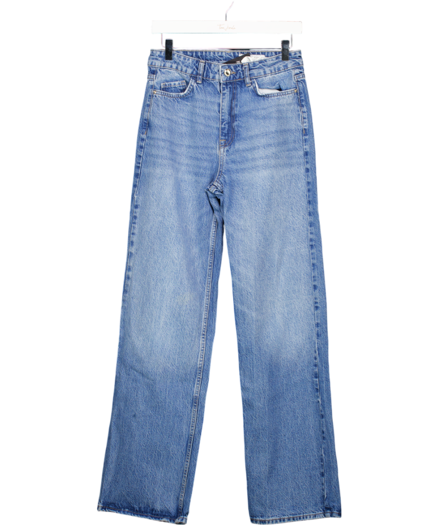 ZARA Blue Wide Leg High Waist Full Length Jeans UK 8