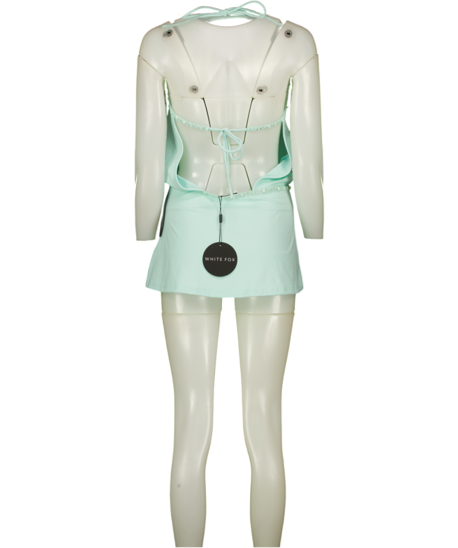 WHITE FOX Sweet Cheeks Halter Mini Dress Turquoise Blue UK XS
