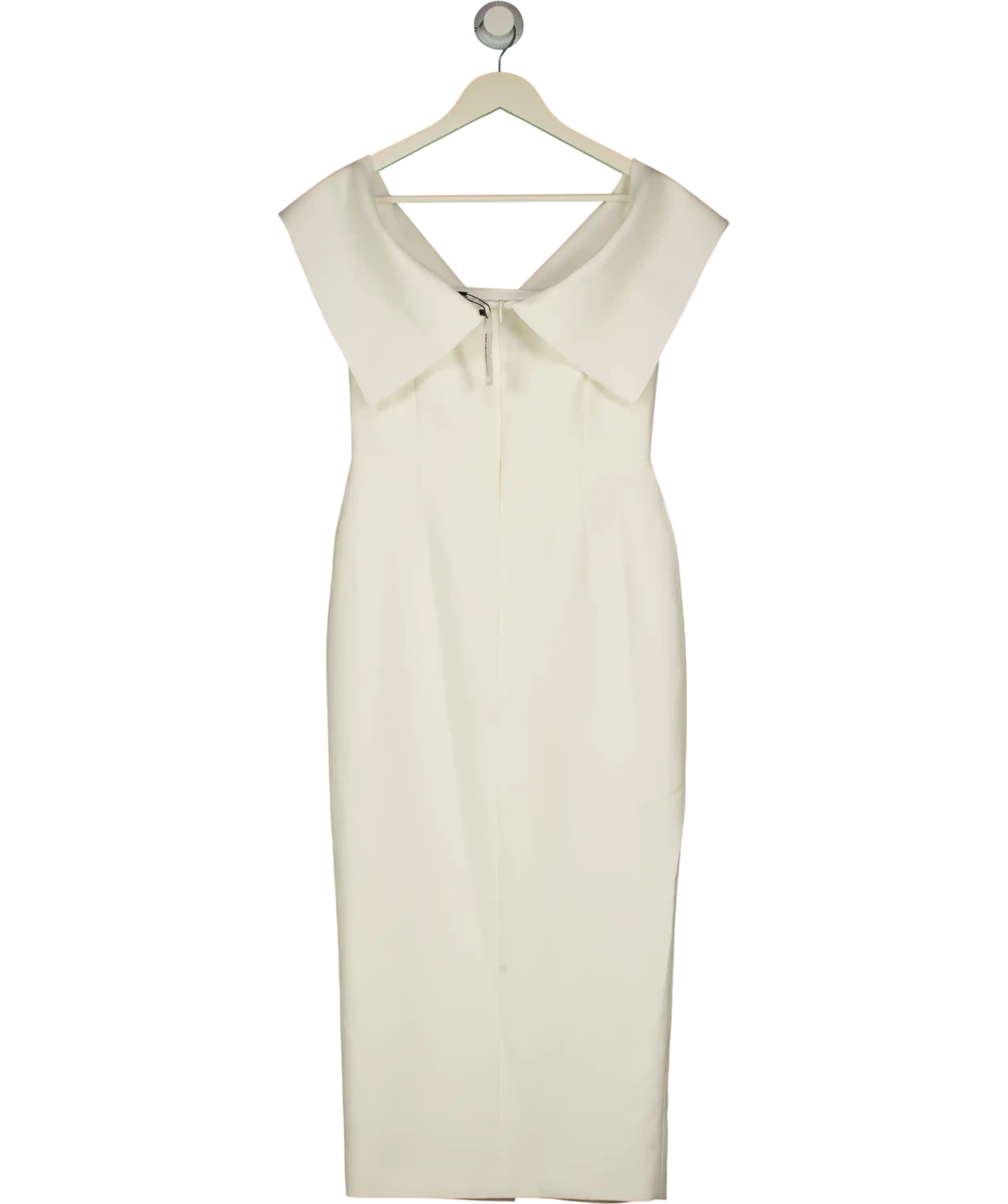 KAREN MILLEN Ivory White Tailored Bardot Button Through Midi Dress UK 8