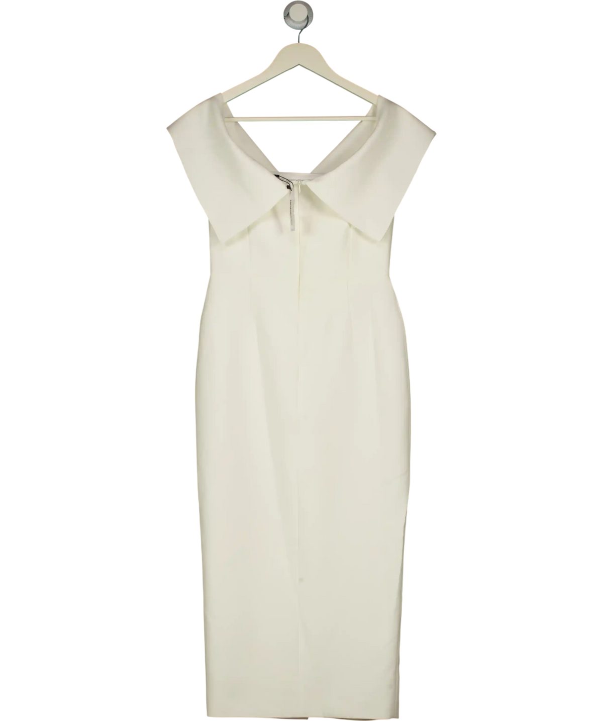 KAREN MILLEN Ivory White Tailored Bardot Button Through Midi Dress UK 8
