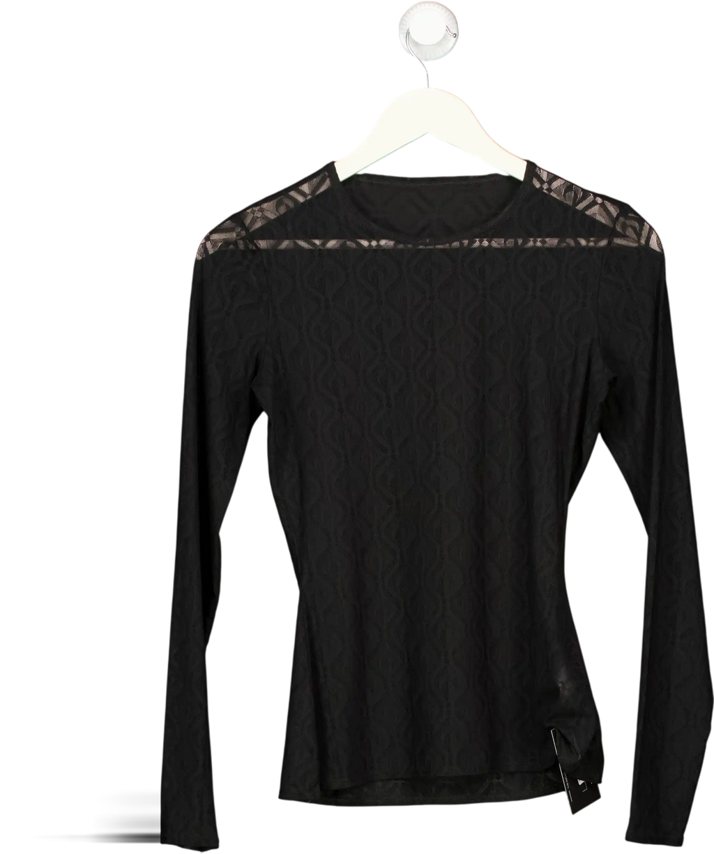 Marine Serre Black Mesh Flock Round Neck Top UK S