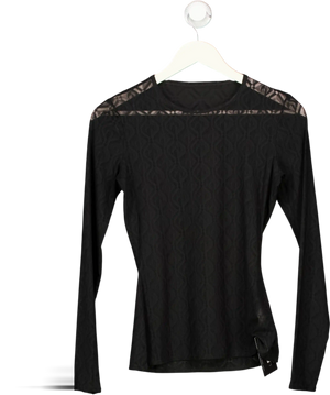 Marine Serre Black Mesh Flock Round Neck Top UK S