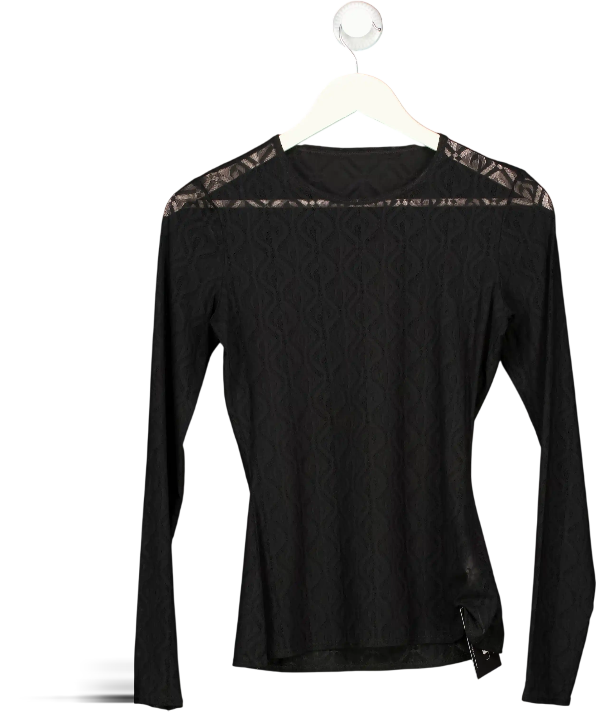 Marine Serre Black Mesh Flock Round Neck Top UK S