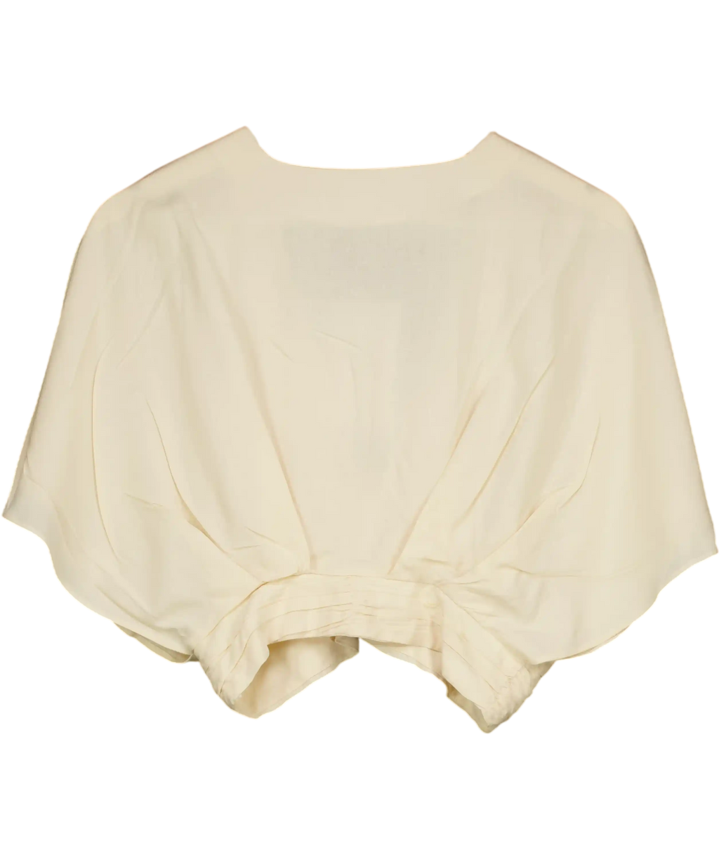 ZARA Cream Pleated Waist Detail Top UK S