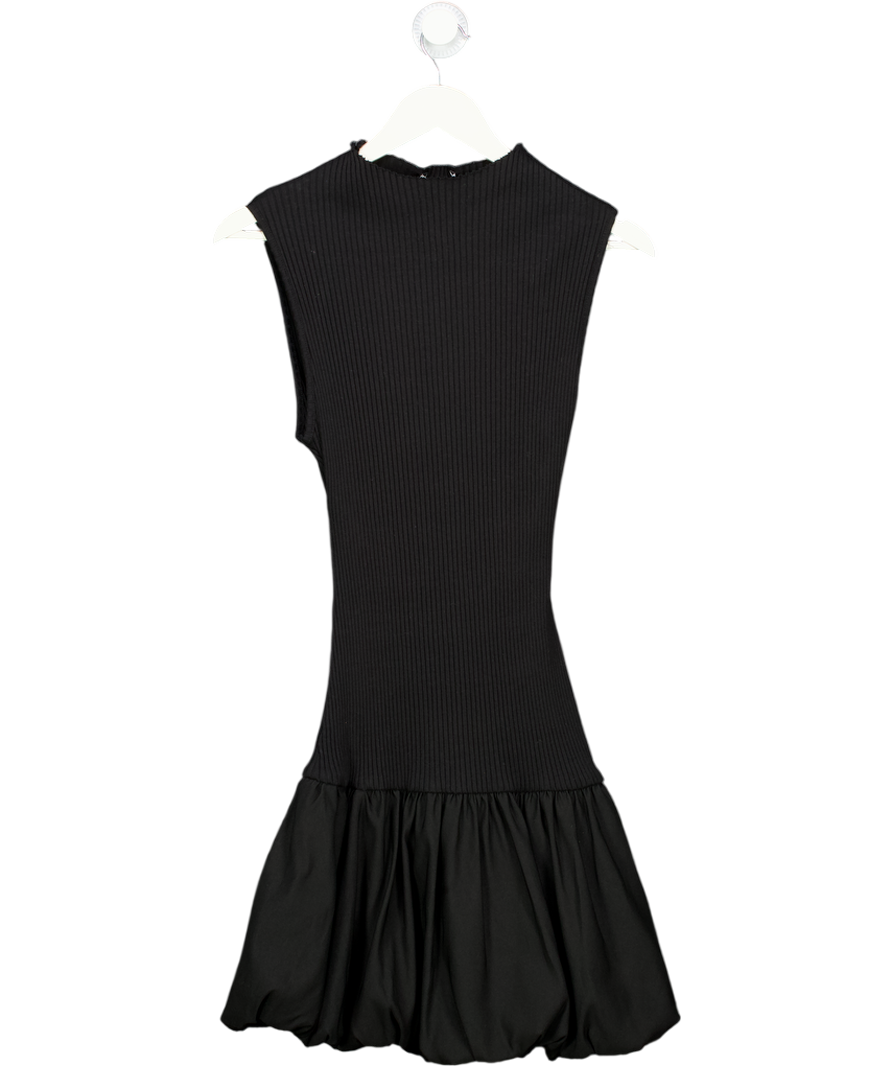 ZARA Black Ribbed Ballon Mini Dress UK S