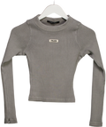 Milana Studios Washed Ash Grey Ribbed Long Sleeve UK S