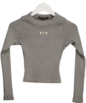 Milana Studios Washed Ash Grey Ribbed Long Sleeve UK S