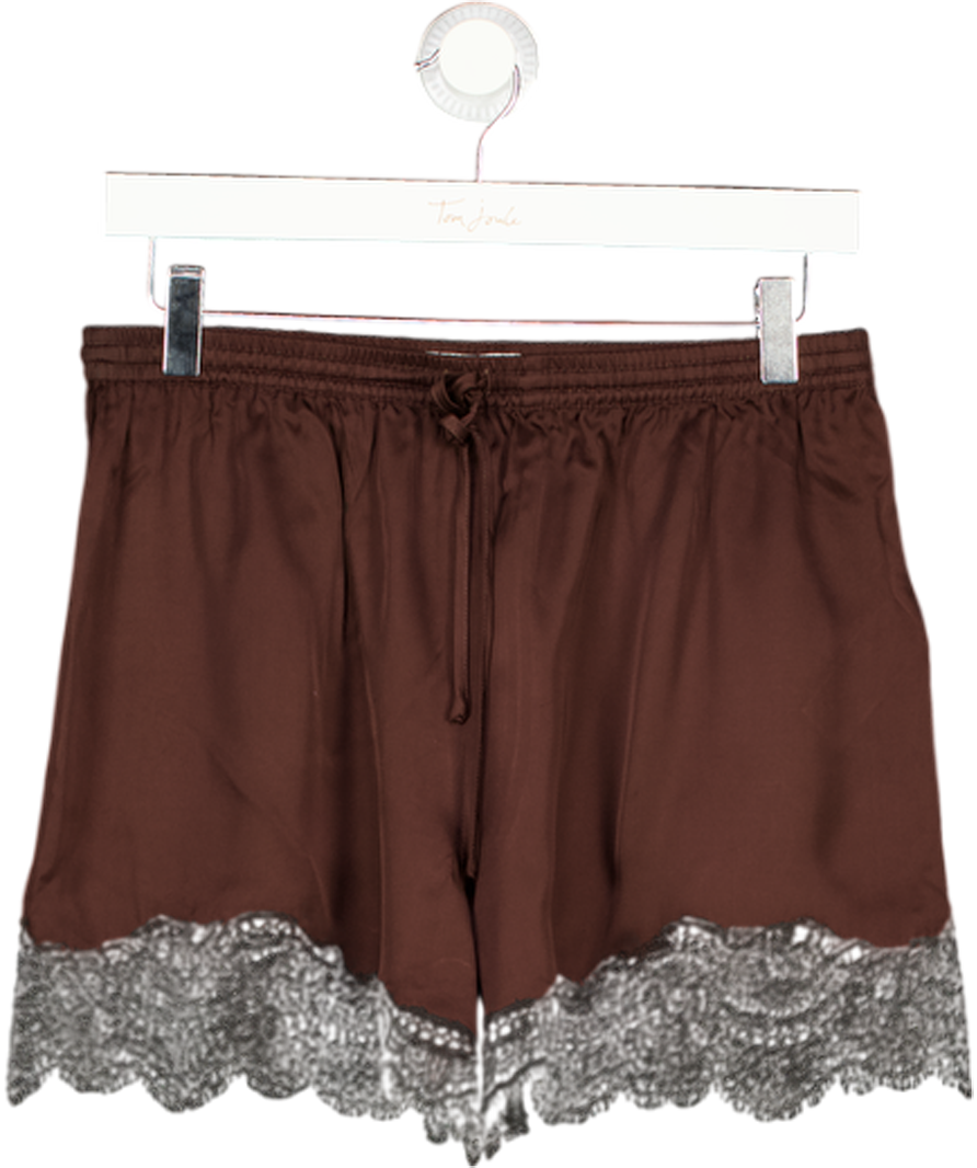 ALIGNE Chocolate Brown Linette Lace Trim Short UK 10