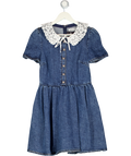 SELF PORTRAIT Blue Lace Collar Denim Mini Dress UK 10