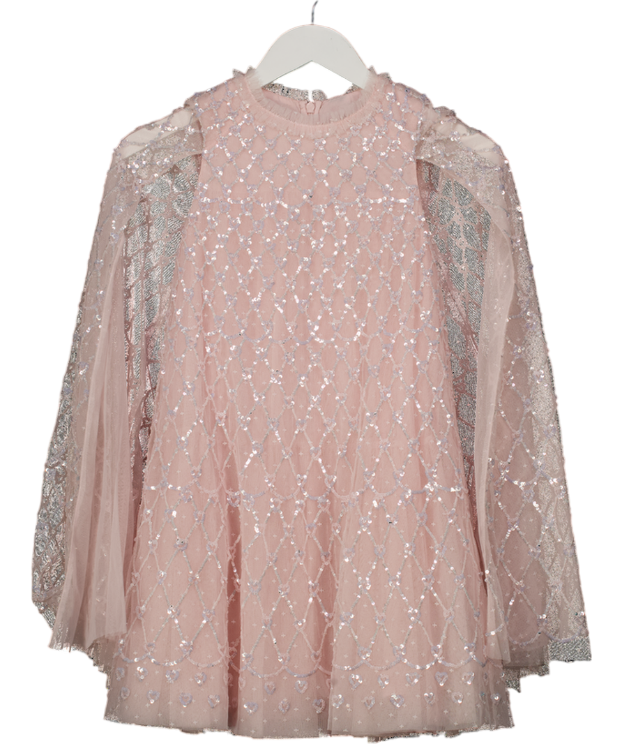 Needle & Thread Pink Heart Lattice Cape Kids Dress 7 Years
