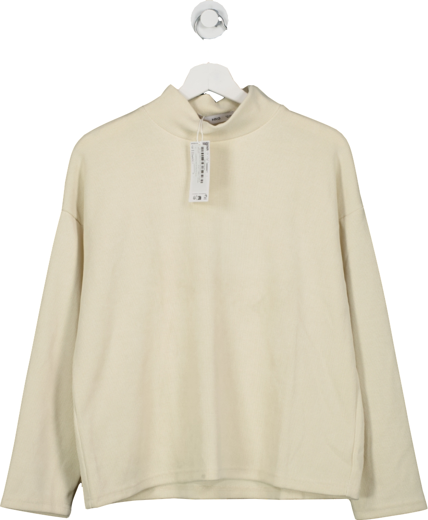 MANGO Cream Corduroy Perkins Neck Sweatshirt BNWT  UK S