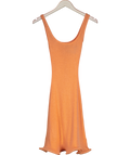 Meshki Orange Sandra Square Neck Knit Mini Dress UK XXS