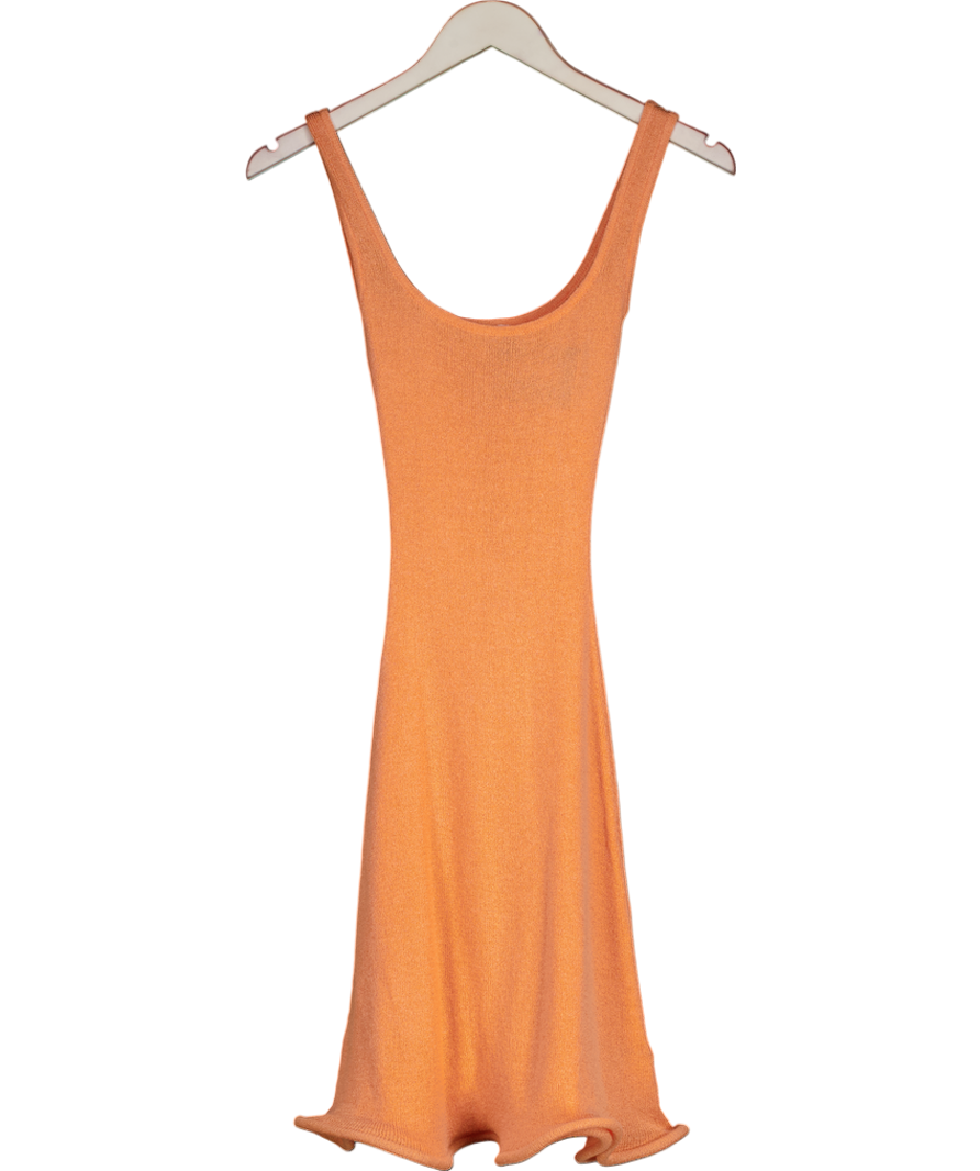 Meshki Orange Sandra Square Neck Knit Mini Dress UK XXS