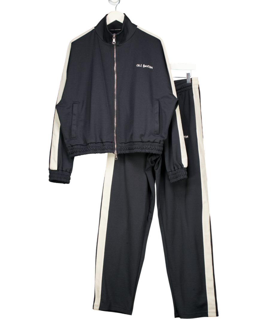 Cole Buxton 2-piece Black / Cream Stripe Straight-leg Jersey Track Pants & Jacket Set UK M/L
