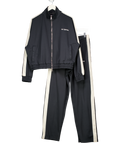 Cole Buxton 2-piece Black / Cream Stripe Straight-leg Jersey Track Pants & Jacket Set UK M/L