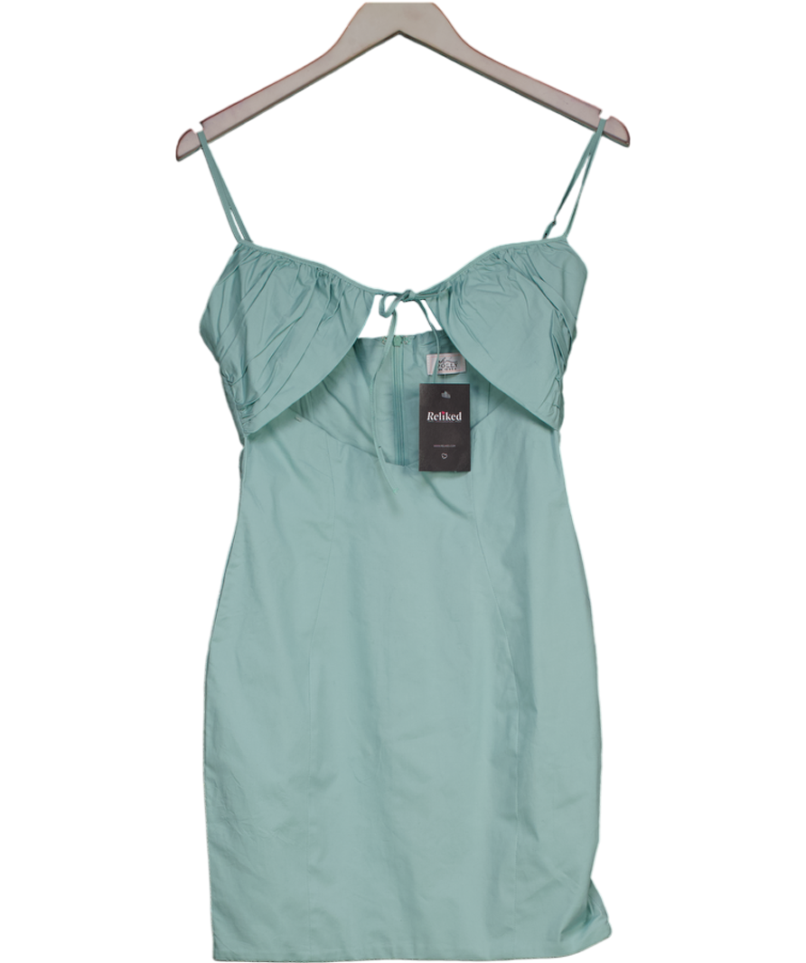 Oh Polly Blue Ruched Bust Cut Out Tie Mini Bodycon Dress UK 10