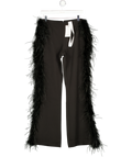 MELROSE HAUS Black Feather Trim Cali Trousers UK M