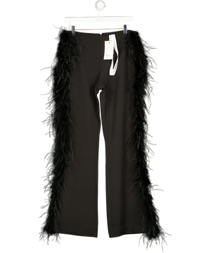 MELROSE HAUS Black Feather Trim Cali Trousers UK M