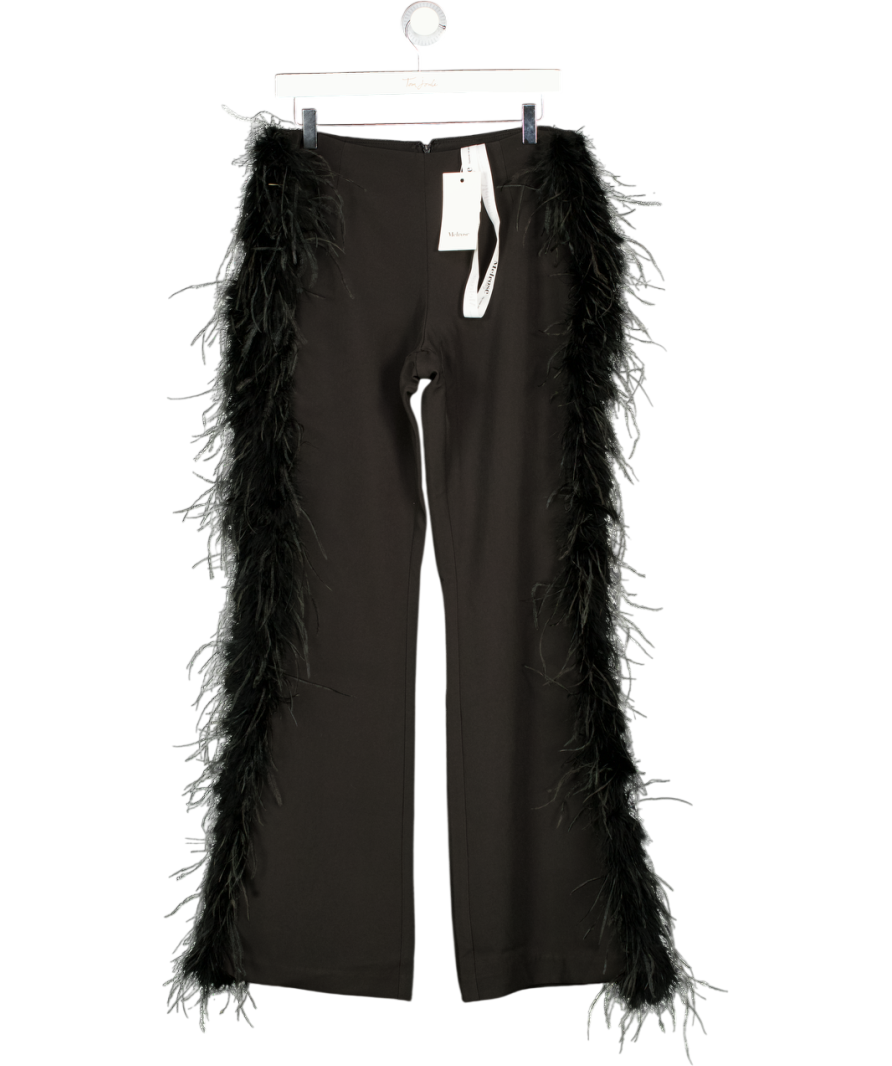 MELROSE HAUS Black Feather Trim Cali Trousers UK M