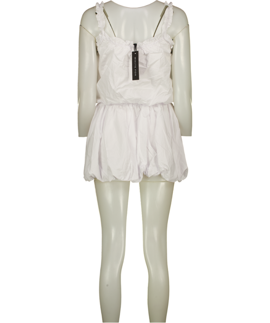 White Fox 100% Cotton Soft Girl Mini Dress White UK S