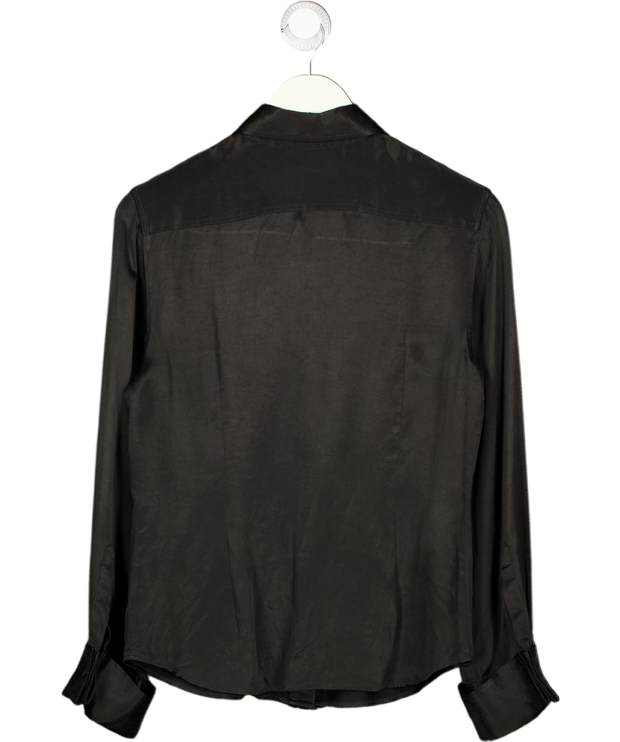REMAIN Black Cupro Satin Shirt UK 8