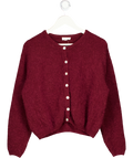 AMERICAN VINTAGE Burgundy Red  Vitow Supersoft  Round-neck Alpaca-blend Cardigan UK S