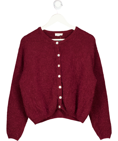 AMERICAN VINTAGE Burgundy Red  Vitow Supersoft  Round-neck Alpaca-blend Cardigan UK S