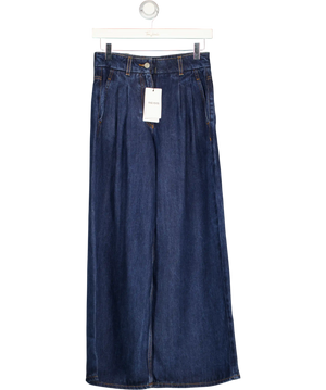 REISS Blue Raymond Petite Double Pleat Wide Leg Jeans W25