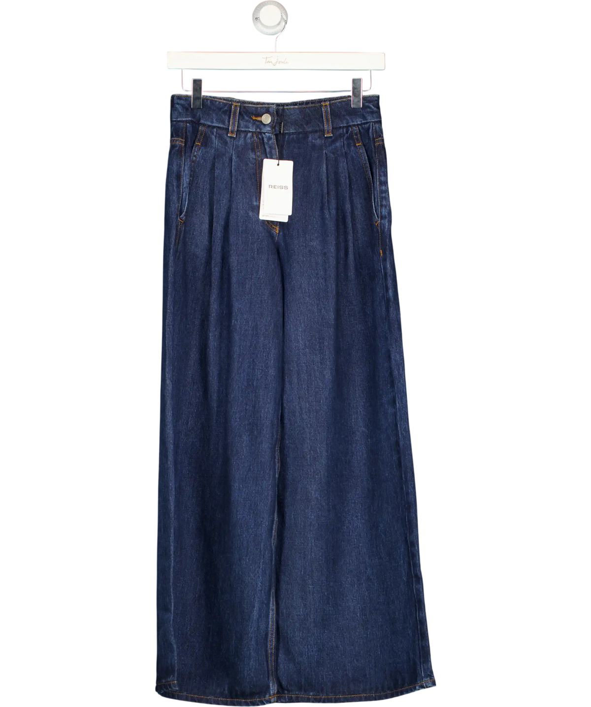 REISS Blue Raymond Petite Double Pleat Wide Leg Jeans W25