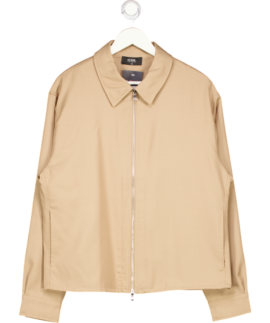 Icon Amsterdam Brown Collared Cropped Zip Up Overshirt UK M