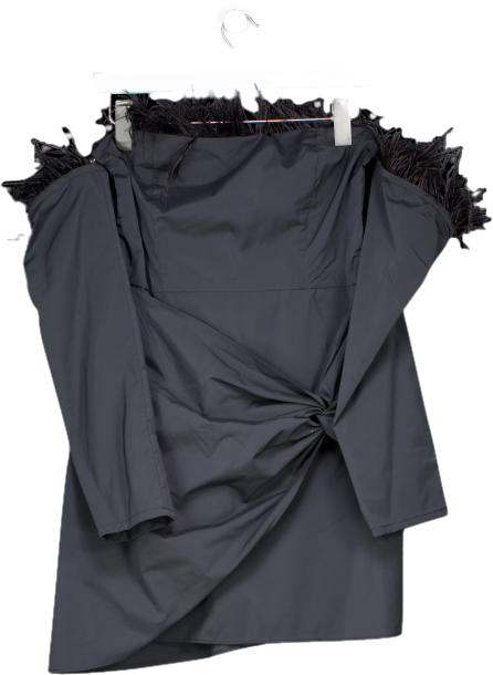 Majorelle Black Feather Mini Dress UK 10