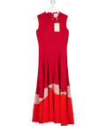 ROKSANDA Red Crepe Colour Block Maxi Dress UK 10