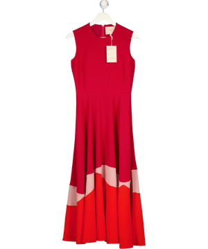 ROKSANDA Red Crepe Colour Block Maxi Dress UK 10