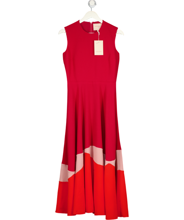 ROKSANDA Red Crepe Colour Block Maxi Dress UK 10