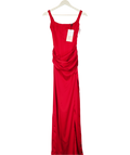 OH POLLY Red Marleigh Corseted Thigh-high Split Maxi Dress UK 6