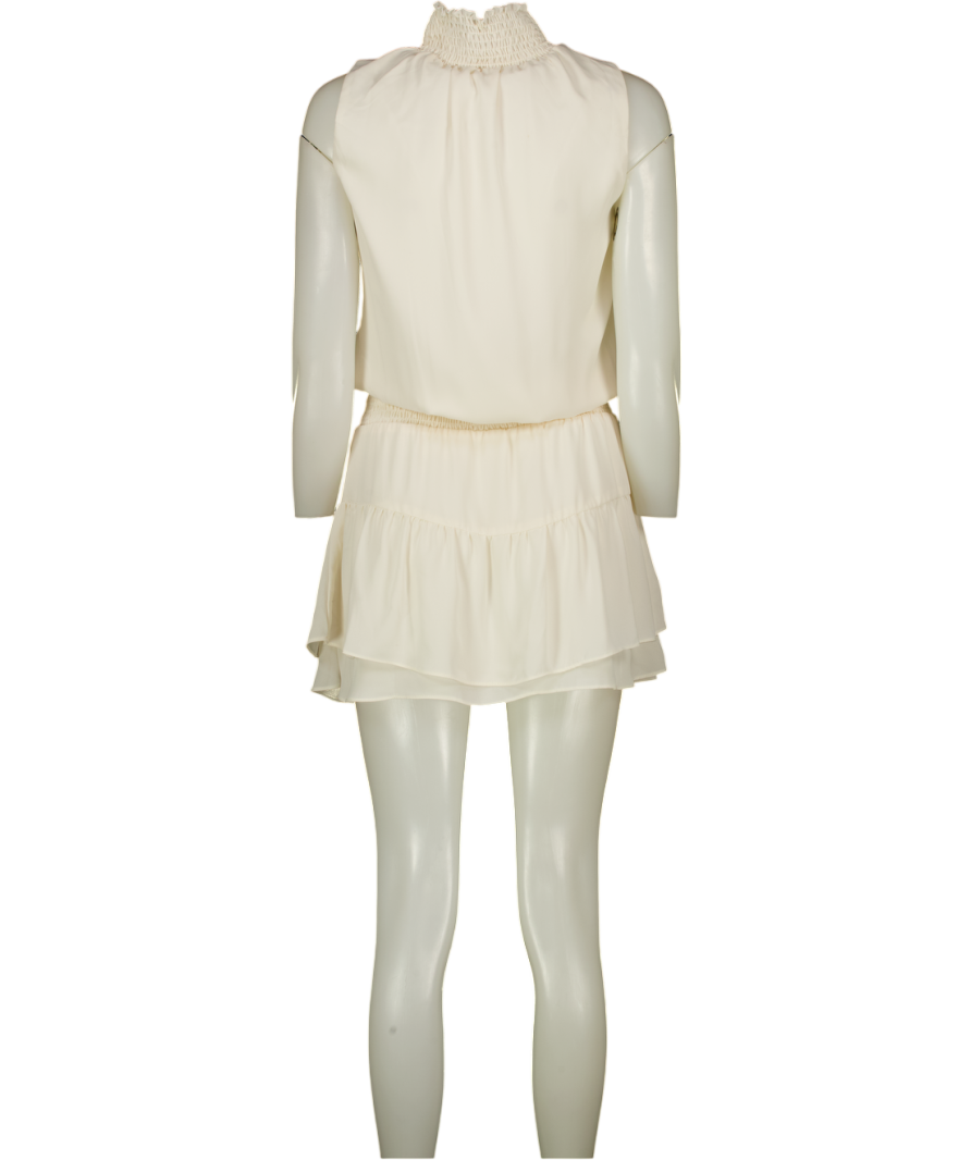 KRISA Cream Shirred Turtleneck Mini Dress UK XS